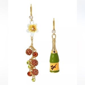 Betsy Johnson “Betsy Brunch” strawberries and champagne earrings
